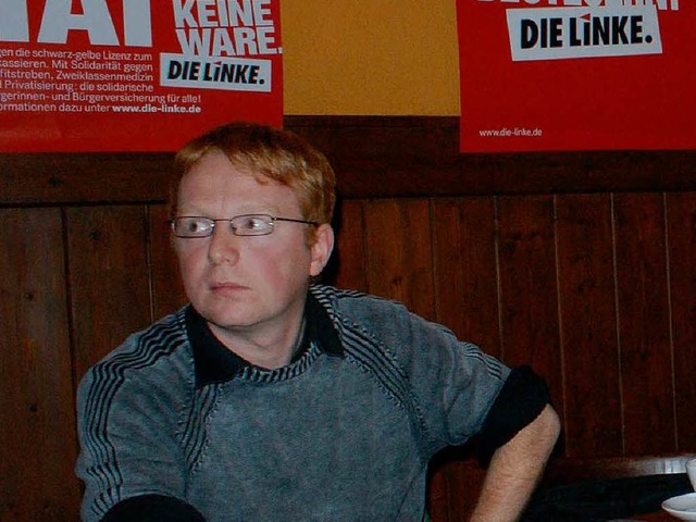 Sascha Wagener  im September 2010 bei ...inierung der  Linke-Landtagskandidatin  | Foto: hans-jrgen trul
