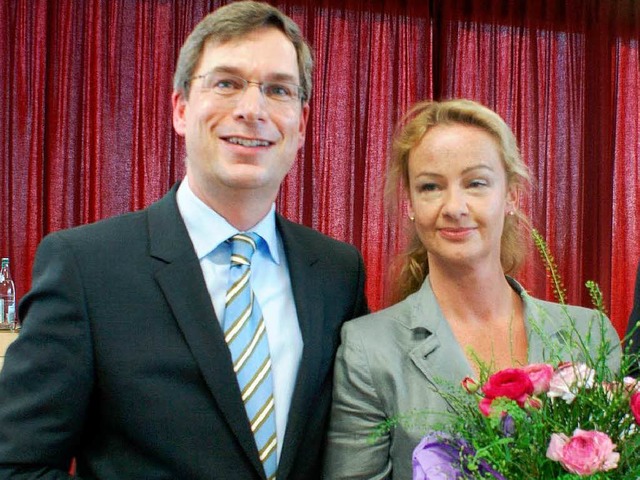 Freudestrahlend: Landrat Hanno Hurth und seine Frau Veronika  | Foto: hans-jrgen trul