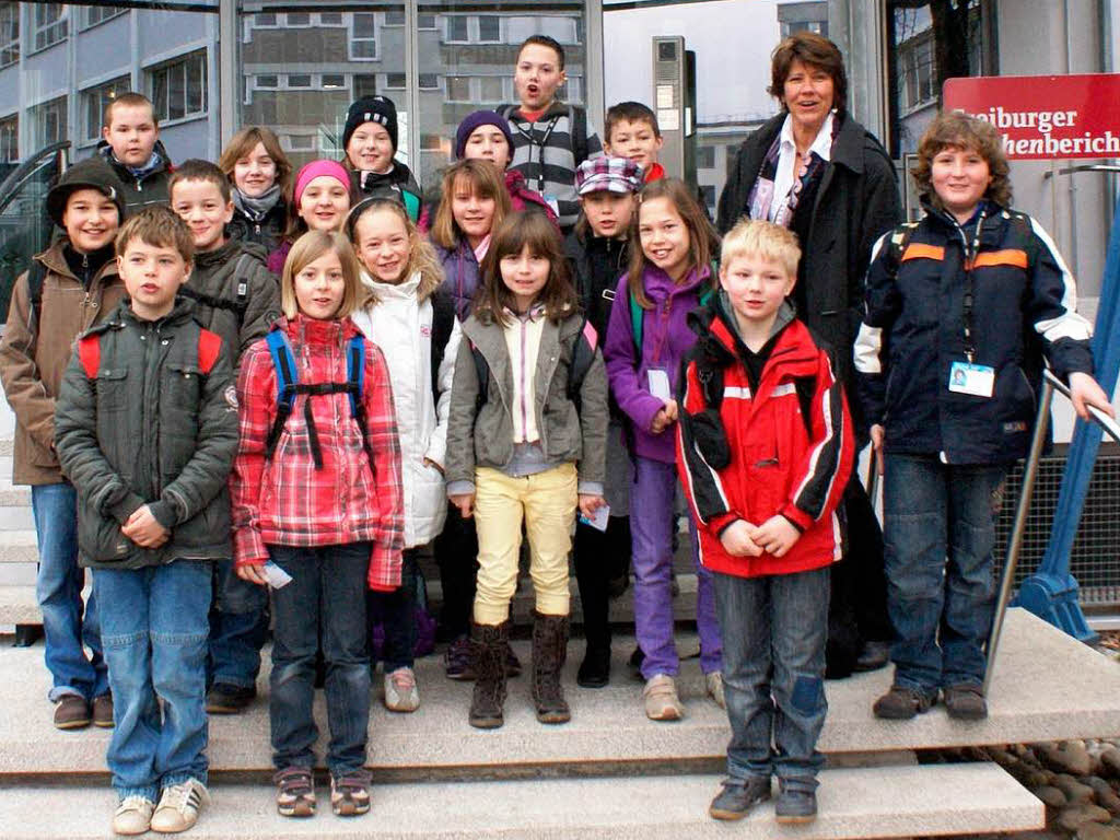 Die Klasse 4a der Alemannenschule aus Hartheim mit ihrer Lehrerin Astrid Friedmann