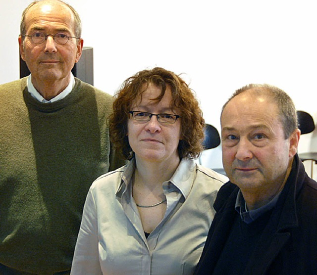 Hans und Albert Schpflin (rechts) mit Geschftsfhrerin Birgit Degenhardt.   | Foto: Willi Adam