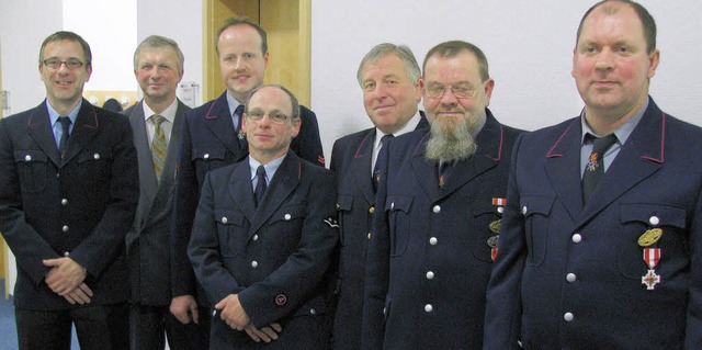 Ehrungen bei der Feuerwehr Stegen (von...ier, Manfred Siegel und Martin hler.   | Foto: Monika Rombach