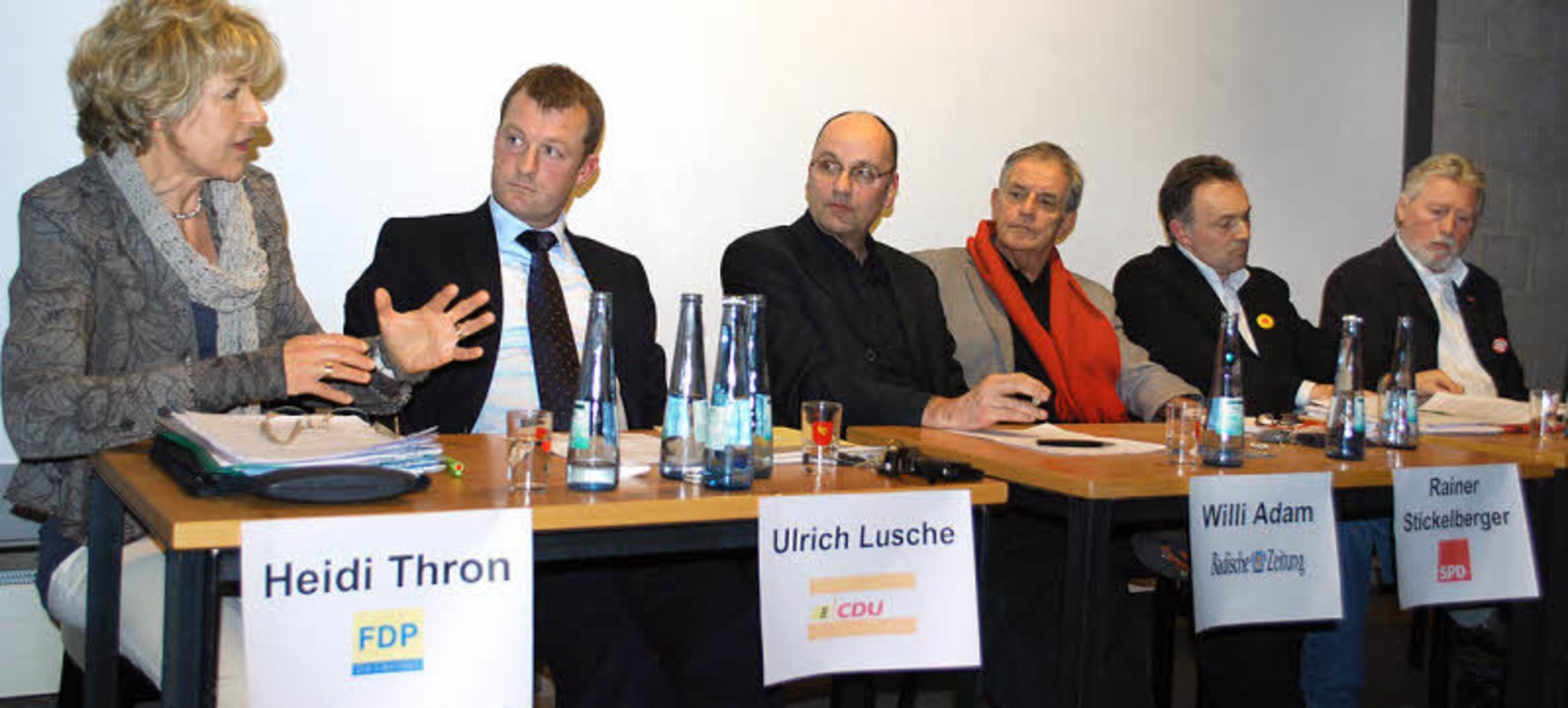Heidi Thron (FDP), Ulrich Lusche (CDU)... Frey (Grüne) und Günter Gent Linke).   | Foto: Mink