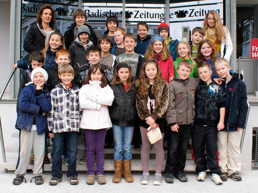 Die Klasse 4b der Vigeliusschule aus Freiburg mit ihrer Lehrerin Drte Mulfinger