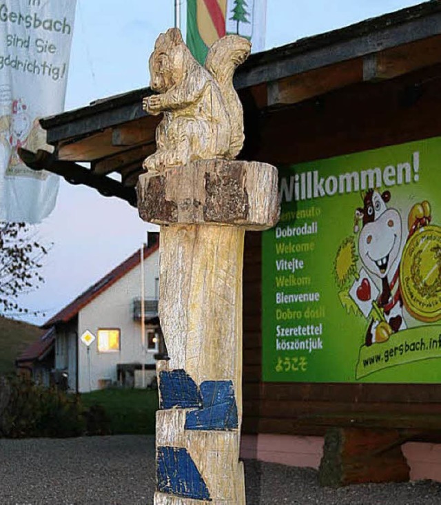 &#8222;Kuhle&#8220; Begrung der Gste in Gersbach am Pavillon.   | Foto: Sutter