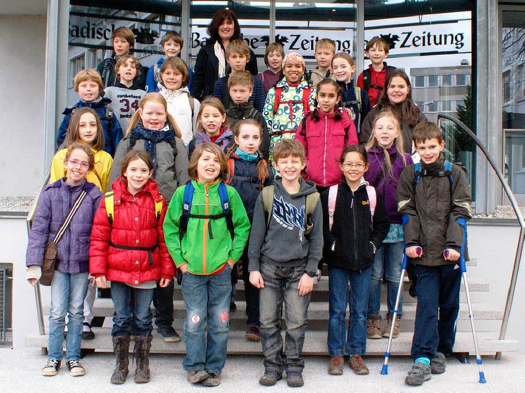 Die Klasse 4a der Emil-Gtt-Schule aus Freiburg mit ihrer Lehrerin Monika Bettermann