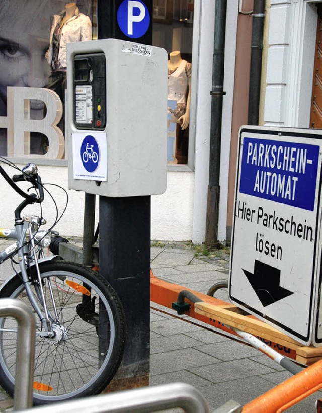 Aprilscherz, Parkscheinautomat fr Fahrrder  | Foto: Sylvia-Karina Jahn