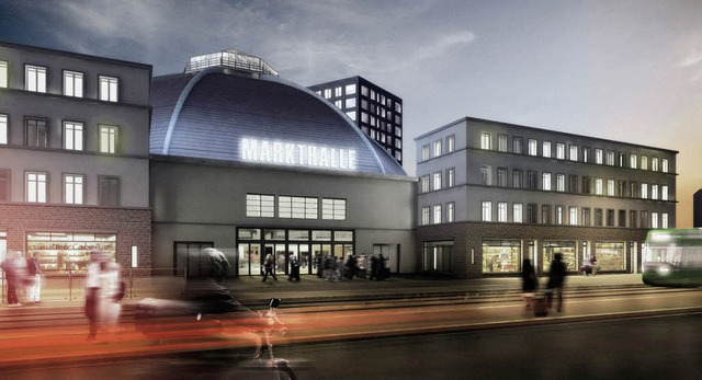 So soll die neue Markthalle einmal aussehen.   | Foto: Grafik: PSM Center Management