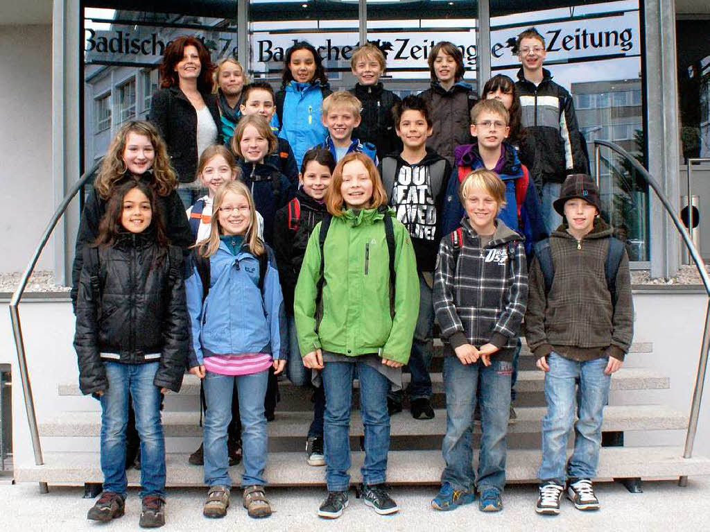 Die Klasse 4b der Neunlinden-Schule aus Ihringen mit ihrer Lehrerin Gabriele Weber-Nieden
