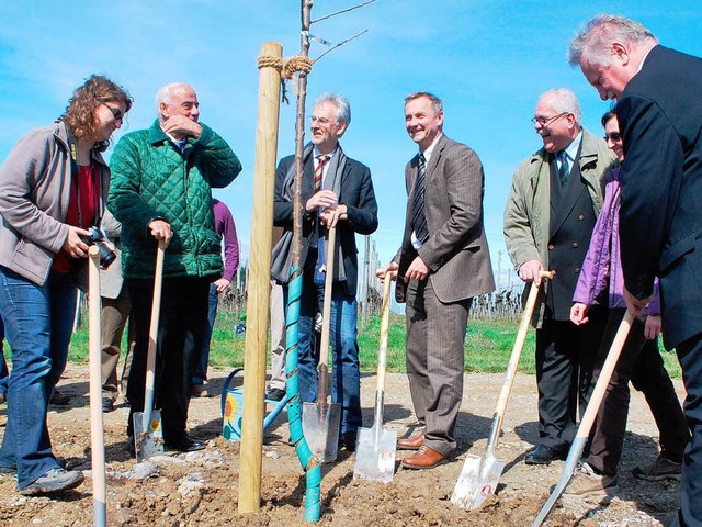 Deutsche und franzsische Projektpartn...tern aus der Politik Skirschenbume.  | Foto: Benjamin Bohn