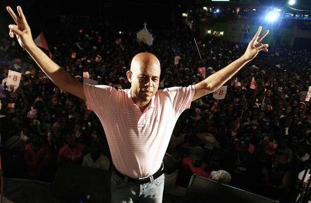 Michel Martelly bei einer Wahlkampfveranstaltung im Mrz in Port-au-Prince  | Foto: afp
