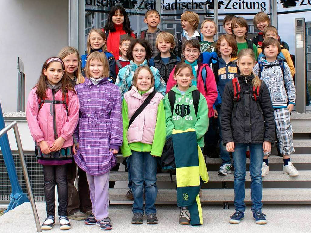 Die Klasse 4c der Emil-Thoma-Grundschule aus Freiburg mit ihrer Lehrerin Karin Krieger