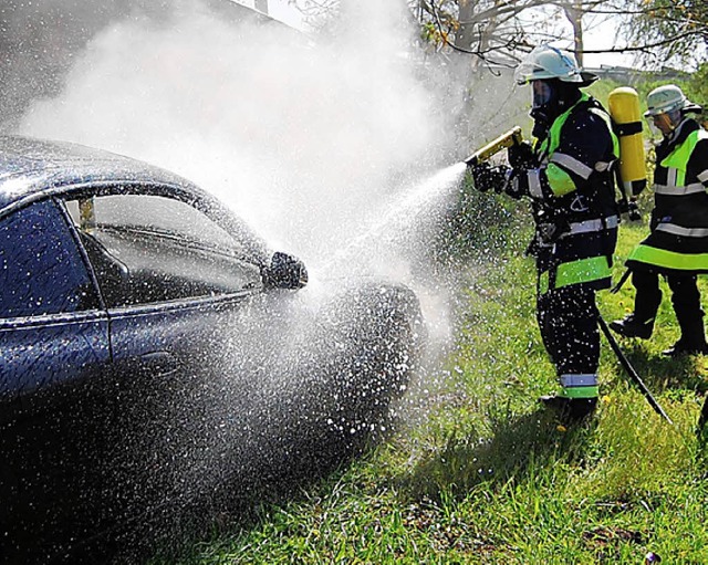 Einen Autobrand musste die Herbolzheim...eren Einstzen der Wehr an diesem Tag.  | Foto: Feuerwehr Herbolzheim