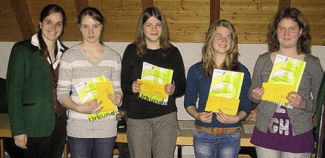 Jugendleiterin Sophia Scherer (links) ... Carina Lufer und Franziska Rombach.   | Foto: Privat