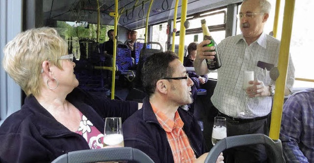 Eugen Bro, Fachbereichsleiter (Absatz... der Jungfernfahrt ein Glschen Sekt.   | Foto: Hartenstein