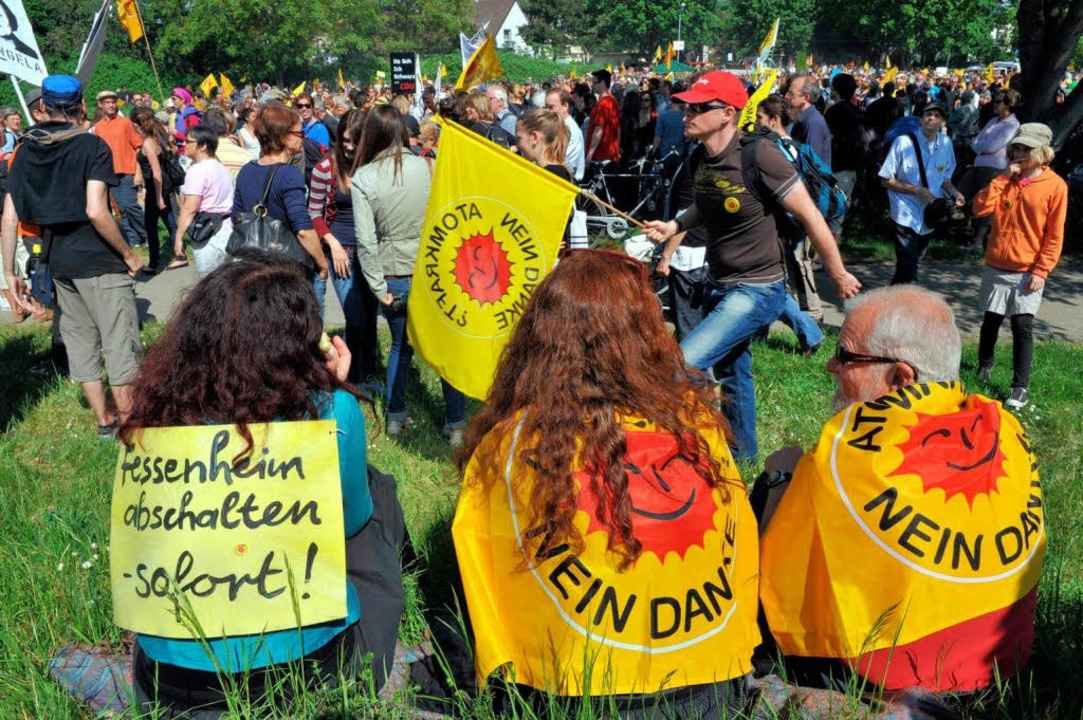 Protest zwischen Neuf Brisach und Breisach.  | Foto: dpa