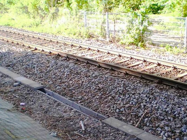 Fehlende Kabelabdeckung am Gleisbett der Breisgau-S-Bahn.  | Foto: Bundespolizei