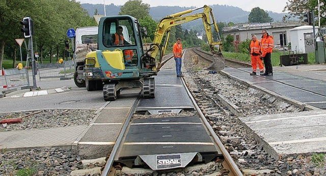 Bauarbeiten am Bahnbergang Sckingen Ost  | Foto: Lukas Bomans