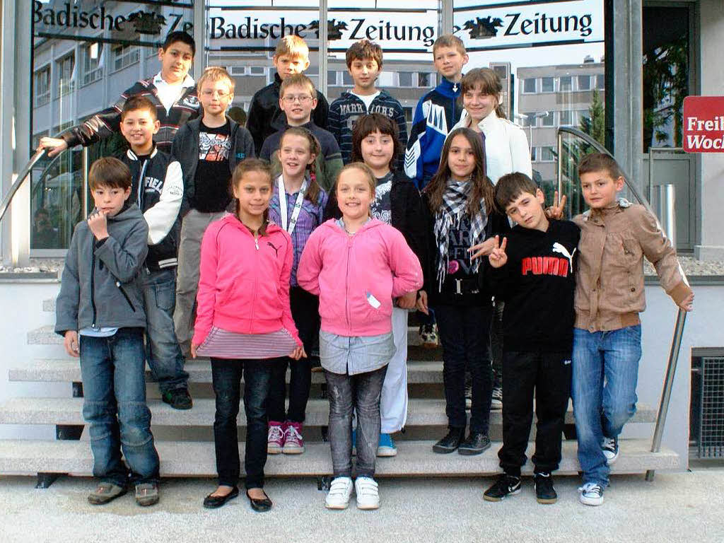 Die Klasse 4c der Pestalozzi-Grundschule aus Freiburg mit ihrer Lehrerin Christine Eggebrecht