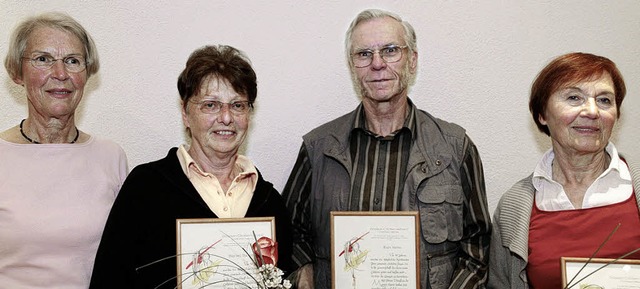 Ehrungen beim Kirchenchor in Ettenheim...nn, Kurt Heim und Hildegard Pfeiffer.   | Foto: Sandra Decoux-Kone