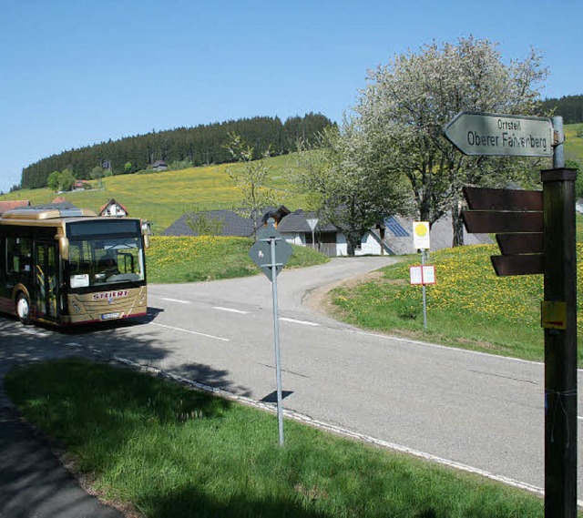 Die Bushaltstelle und die Abzweigung a...eg dort die Fahrbahn berqueren soll.   | Foto: Dieter Maurer