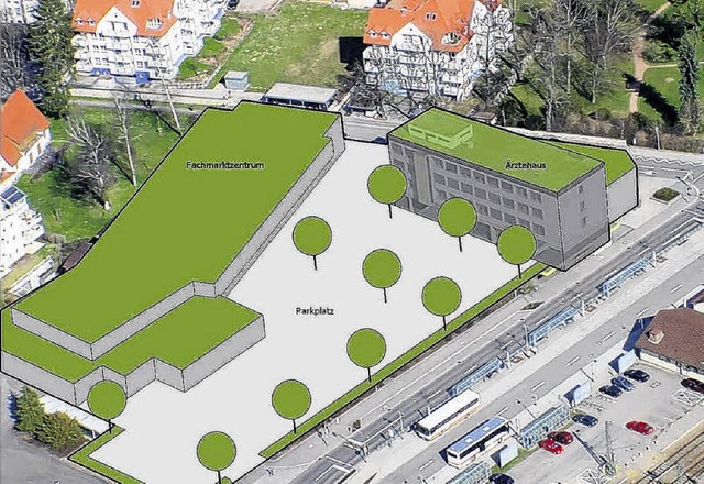 Wie der Posthof zum Fachmrktezentrum ...zentrum steht, entstehen Parkpltze.    | Foto: BZ