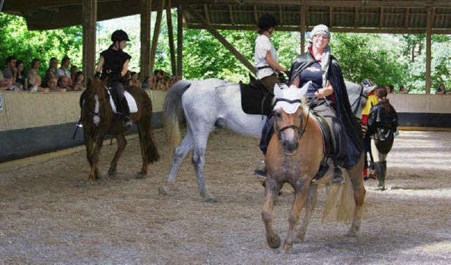 Kostmiert und flott zu Pferde: Reiter vom Reitverein bei ihren Vorfhrungen.   | Foto: Karin Heiss