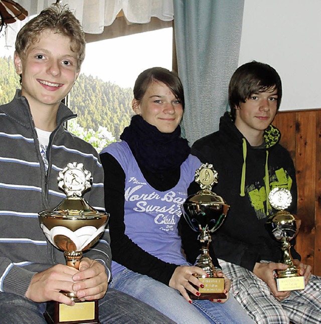 Drei Vereinsmeister (von links): Flori...ser und Andreas Wirbser, beide alpin.   | Foto: Tina Httich