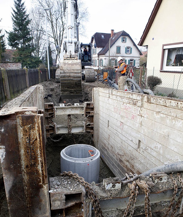 Beim Bau des Stauraumkanals in der Rheinstrae  | Foto: Archiv: Ch. Breithaupt