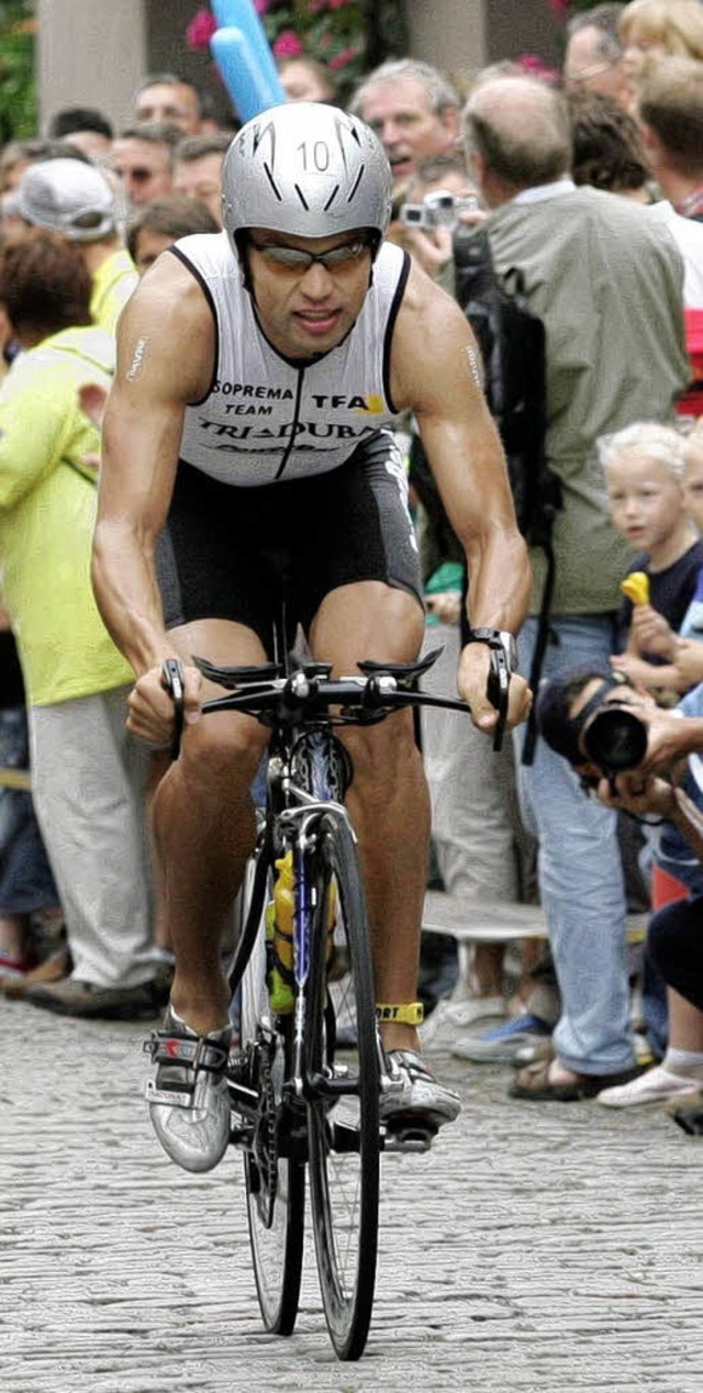 Fhrt in Rheinfelden beim Triathlon mit: Normann Stadler, hier 2005 in Frankfurt  | Foto: ddp