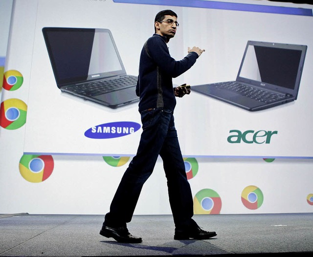 Zeitenwende? Google-Produktmanager Sun...iebssystem von  Acer und Samsung vor.   | Foto: Marcio Jose Sanchez/dapd