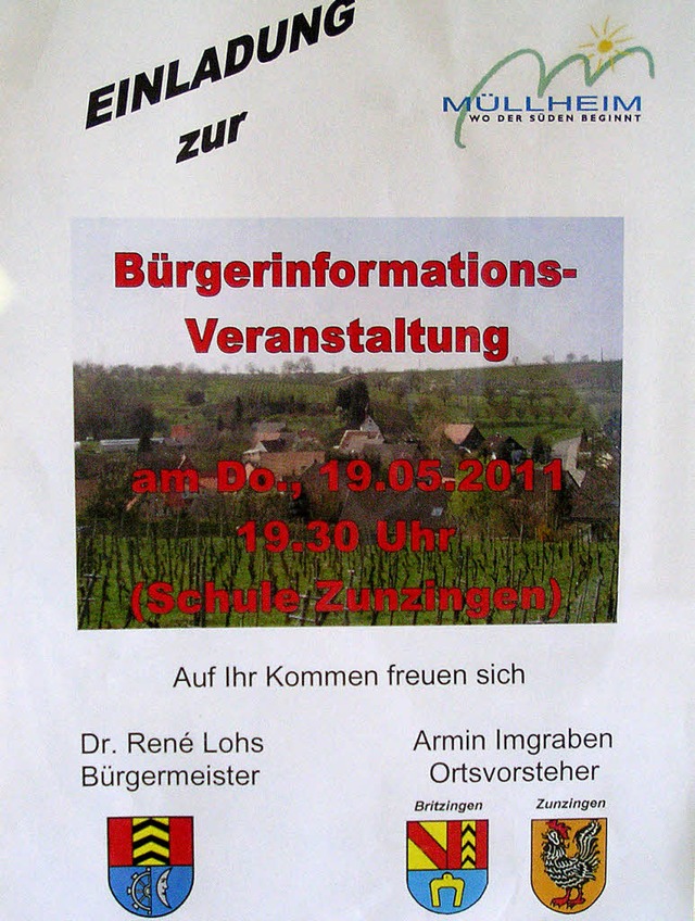 Dieses Plakat sorgte in Zunzingen fr einige Irritationen.   | Foto: privat