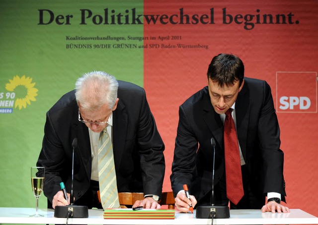 Winfried Kretschmann (links) und Nils ... Unternehmern in Sdbaden keine Angst.  | Foto: dpa