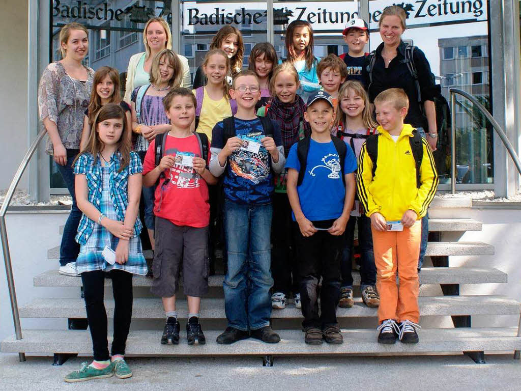 Die Klasse 4 der Grundschule aus Feldberg mit ihrer Lehrerin Kerstin Birkholz