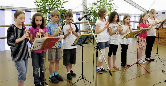 So geht Popmusik auf Flten: Viertklssler der Grundschule Schuttertal.   | Foto: wolfgang knstle