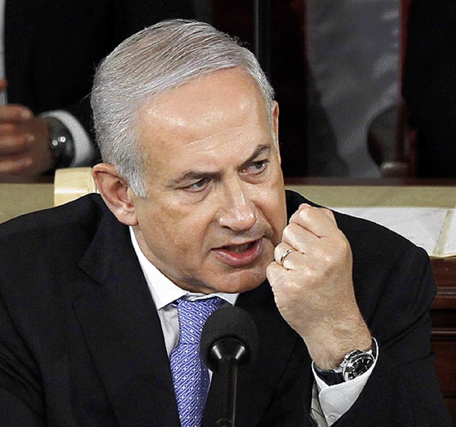 Israels Ministerprsident Benjamin Netanjahu bei seiner Rede  | Foto: dpa