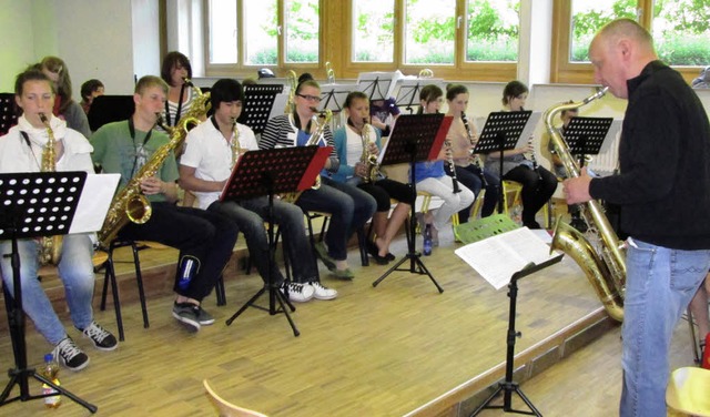 Workshop mit dem Saxophonisten des SWR, Andreas Maile.   | Foto: Schule