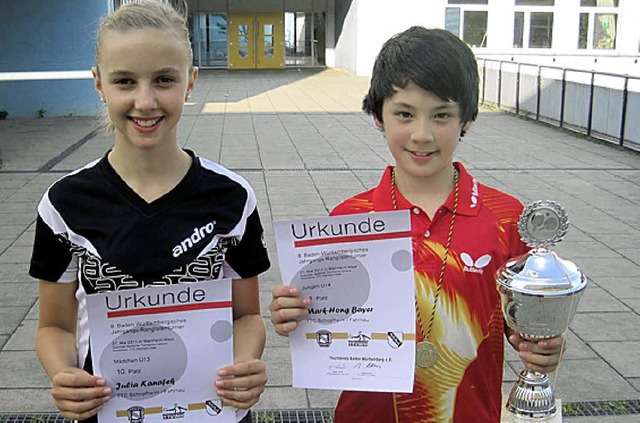 Ein starkes Duo: Julia Kanafek und Mar...ie Farben des TTC Schopfheim/Fahrnau.   | Foto: Privat