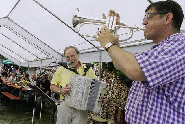 Vollblutmusiker treffen aufeinander: &...e und Wolfgang Miessmer am Akkordeon.   | Foto: heidi fssel