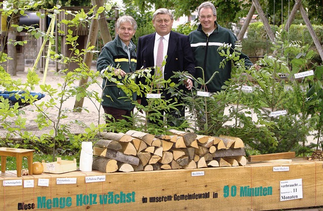 Forstbezirksleiter Martin Gro, Brger...ter-Bank vor dem Schliengener Rathaus   | Foto: Patrik mller