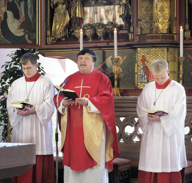 Erstmals zelebrierte Pfarrer Klaus Fie...trozinium in der Heilig-Geist-Kirche.   | Foto: Anka Fricker