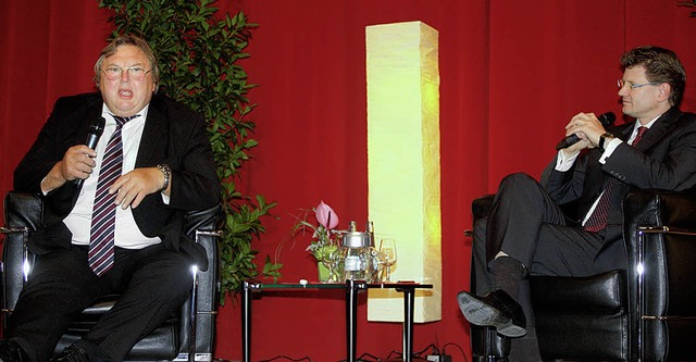 Hermann Kutzer (links) und Andreas Fra... aber auch ausgezeichnete Entertainer.  | Foto: Heiner Fabry
