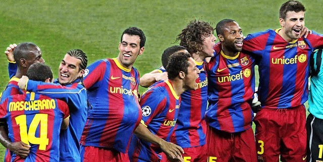 Die Kicker des FC Barcelona sind die b...s strahlt nicht ber der ganzen Liga.   | Foto: dpa
