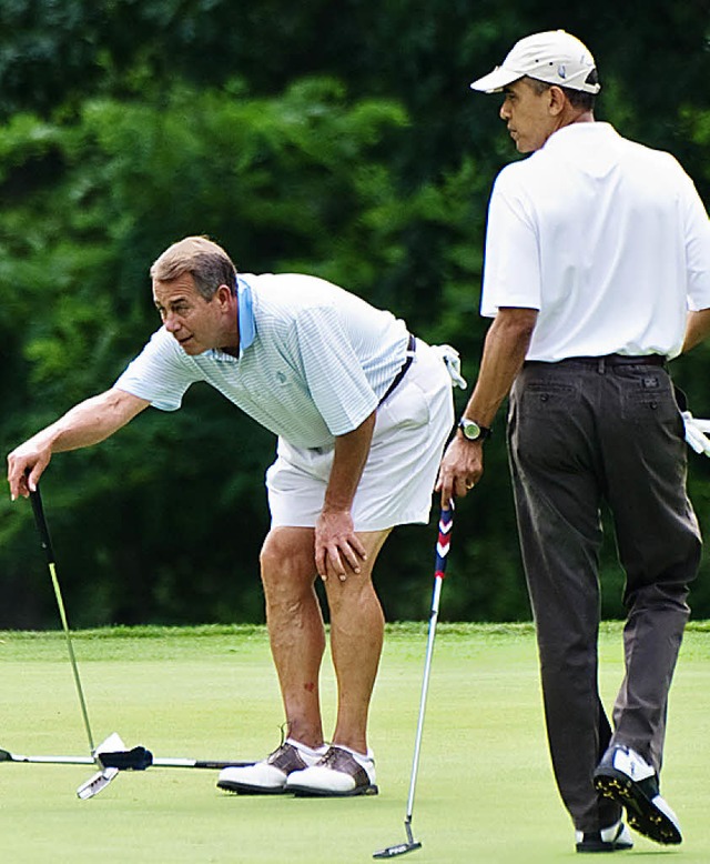 Oppositionsfhrer John Boehner (links)...stopfen &#8211; hier noch beim Golf .   | Foto: AFP