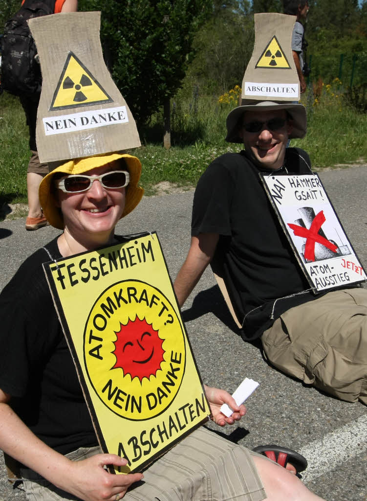 Anti-Atom-Demonstration am Atomkraftwerk Fessenheim.