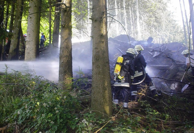 Bei der Bekmpfung des Waldbrandes am ... die Wehrleute an ihre Grenzen gehen.   | Foto: Feuerwehr