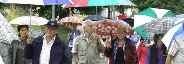 Dorferkundung unter Schirmen: Eine sta...en frhsommerlichen Abendspaziergang.   | Foto: WalTer Bronner