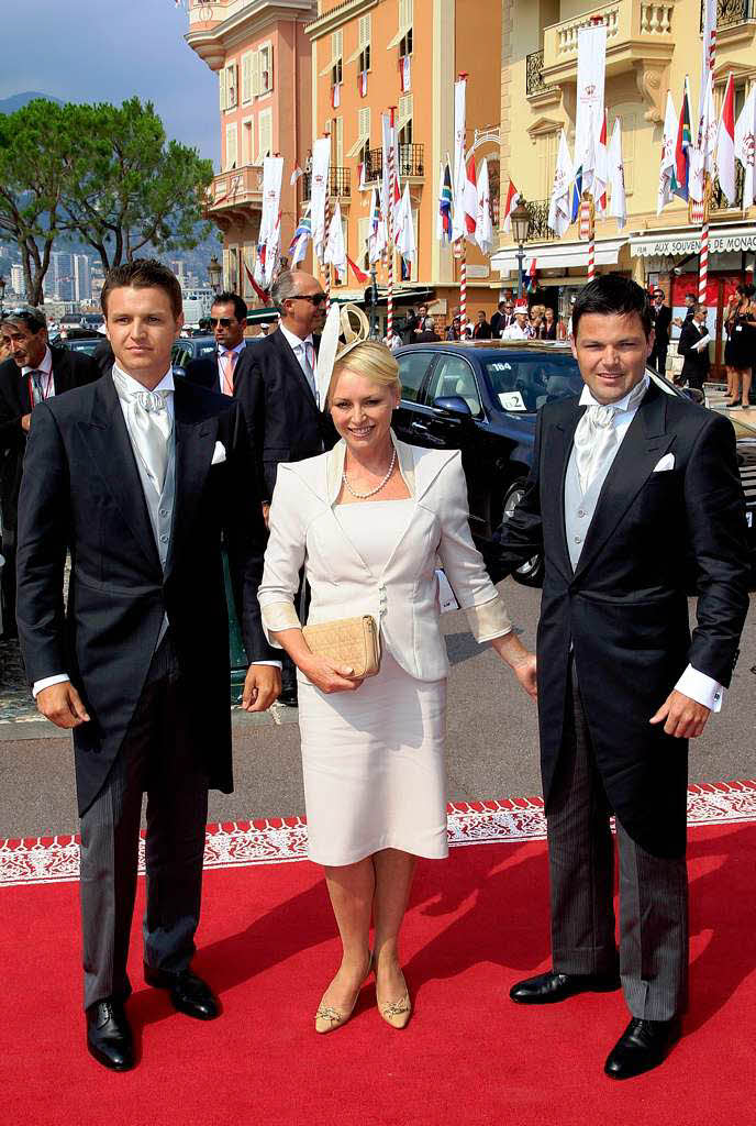 Die Familie der Braut: Mutter Lynette Wittstock und die beiden Brder von Charlene,  Gareth (l.) and Sean.