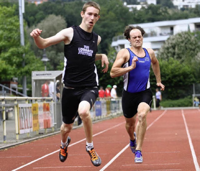 Doppelsieger: Florian Golczyk (links) ...0 Meter und 200 Meter am schnellsten.   | Foto: Stefanie Griner