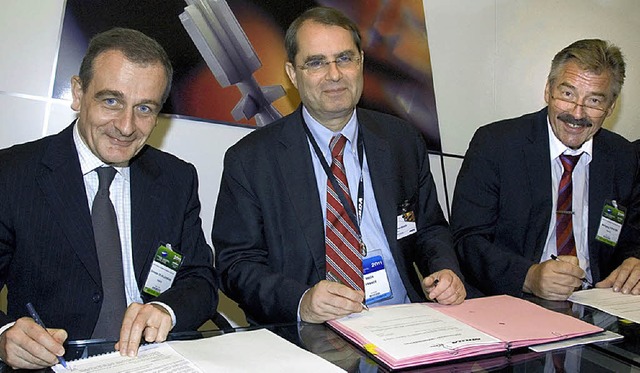 Die ISL-Direktoren Christian de Villem...rechts) mit MDBA-CEO Antoine Bouvier.   | Foto: ISL