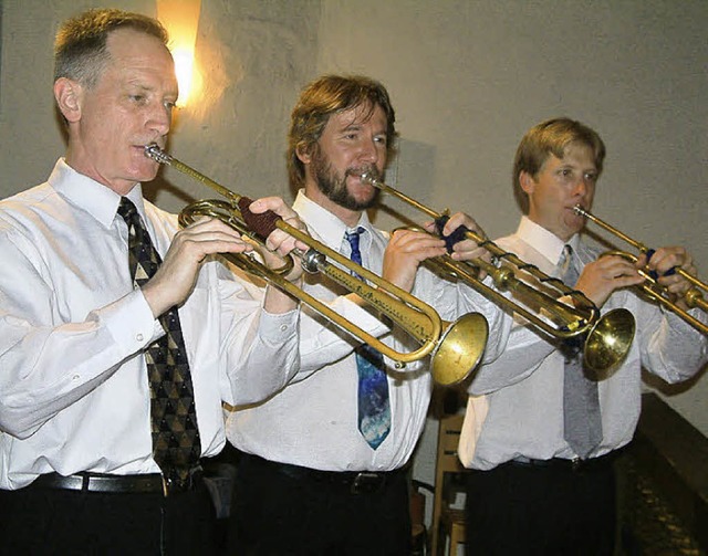 Auf Naturtrompeten spielten David Cole...n links) vom Seattle Trumpet Consort.   | Foto: Roswitha Frey